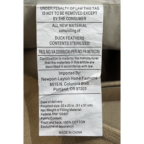 Newport Red Bird Throw Pillow 20x20 Zipper Duck Feather Insert USA Bird Lovers - Picture 6 of 6